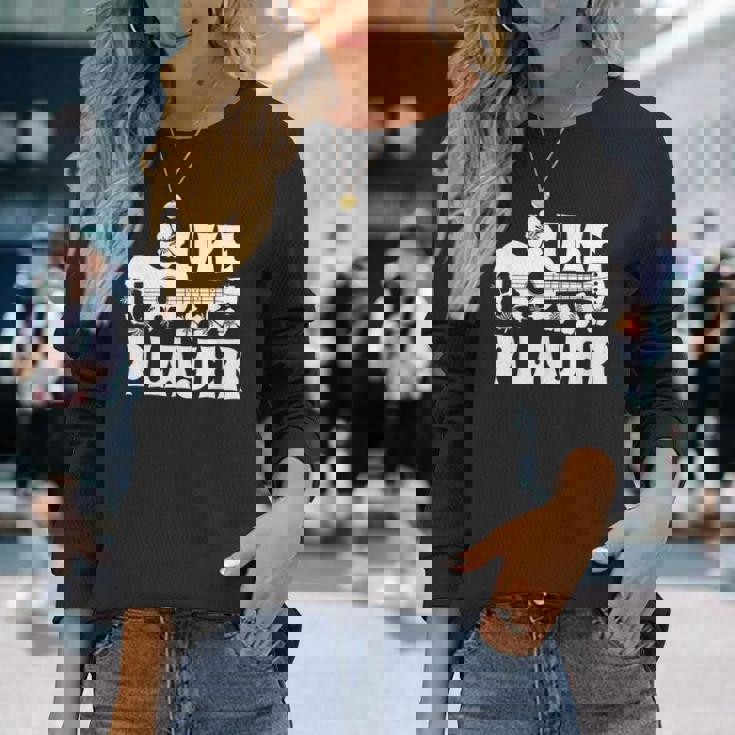 ハワイアン ウクレレ ウケ プレイヤーフラワー 長袖Tシャツ 彼女への贈り物