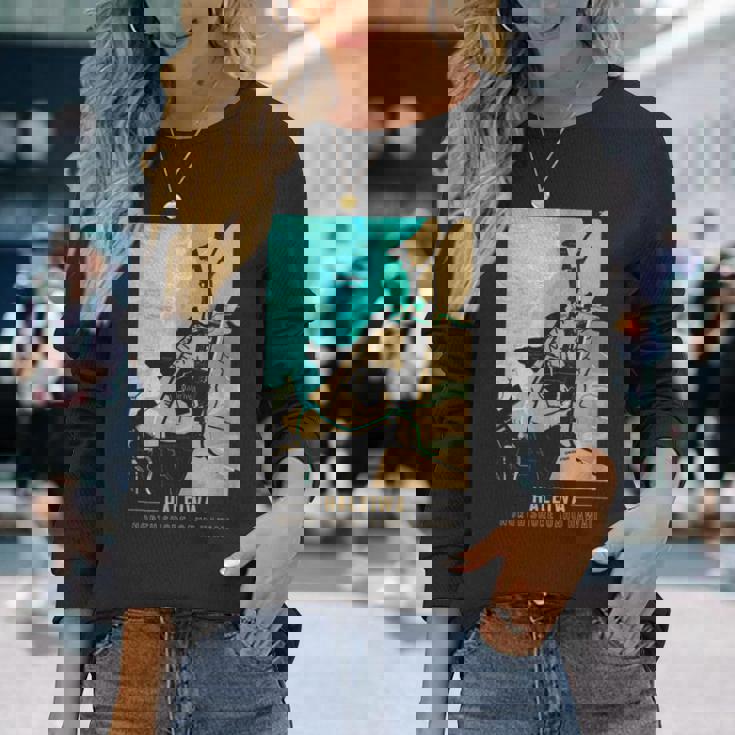 ハワイハレイワ ノースショア オアフ地図 長袖Tシャツ 彼女への贈り物