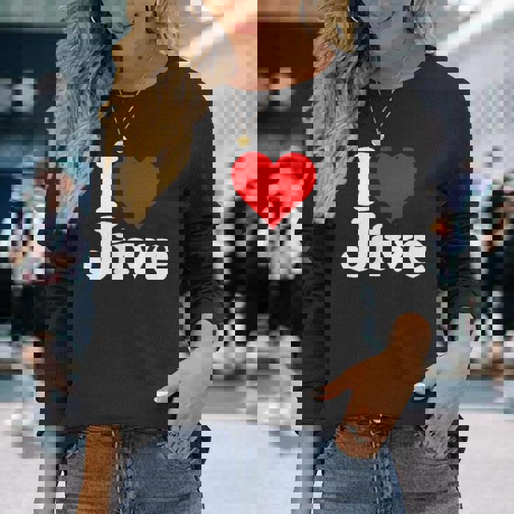 ハートジャイブジャズダンスミュージックが大好き 長袖Tシャツ 彼女への贈り物