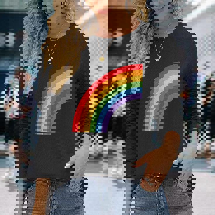 ハーフレインボー Roygbiv カラフルラッキーレインボー 長袖Tシャツ 彼女への贈り物