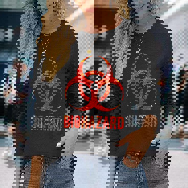 バイオハザード アンティーク調 生物学 科学教師 ロックスター ギフト 長袖Tシャツ 彼女への贈り物