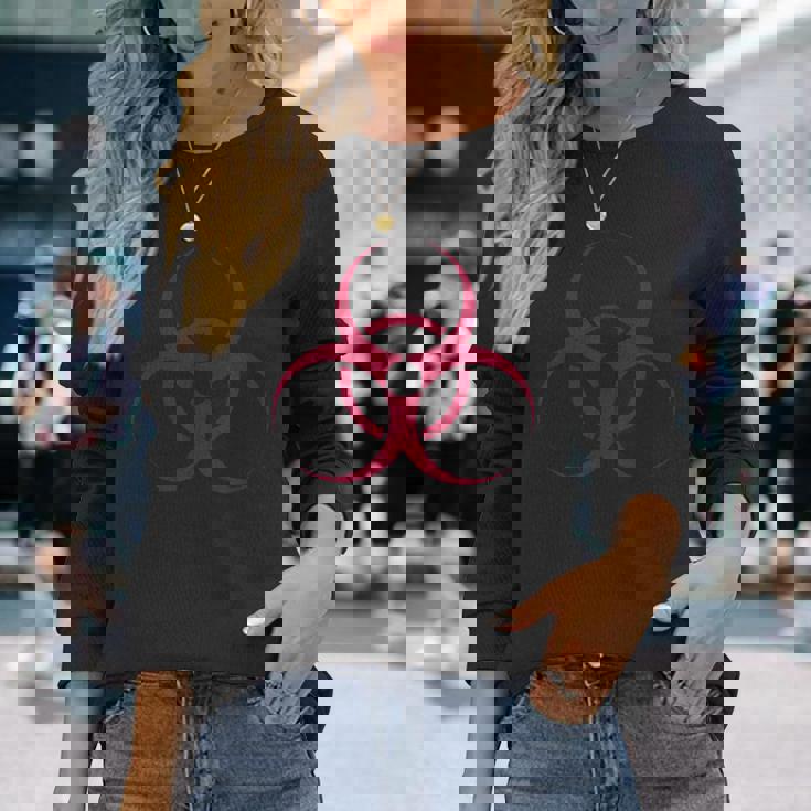 バイオハザードシンボル 生物学的ハザード警告標識 長袖Tシャツ 彼女への贈り物