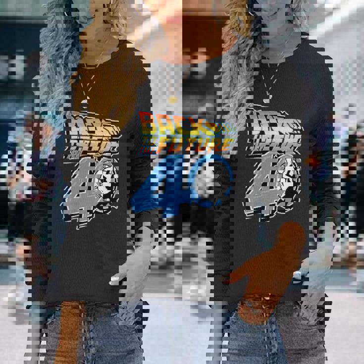 バック・トゥ・ザ・フューチャー 40周年記念ステッカー コラージュ F&B 長袖Tシャツ 彼女への贈り物