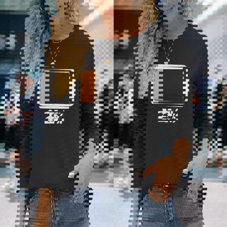 バッテリー25 残り25 バッテリーtシャツバッテリー低 長袖Tシャツ 彼女への贈り物