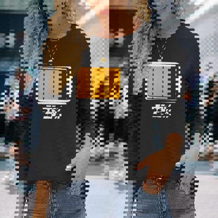 バッテリー75残り75バッテリーフルtシャツバッテリー低 長袖Tシャツ 彼女への贈り物