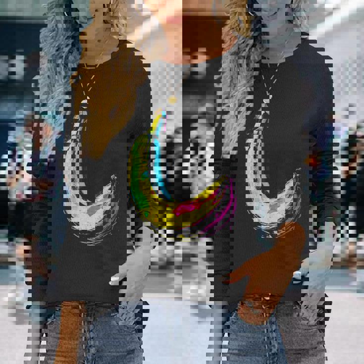 バナナ フルーツ モチーフ イラスト アート バナナ 長袖Tシャツ 彼女への贈り物