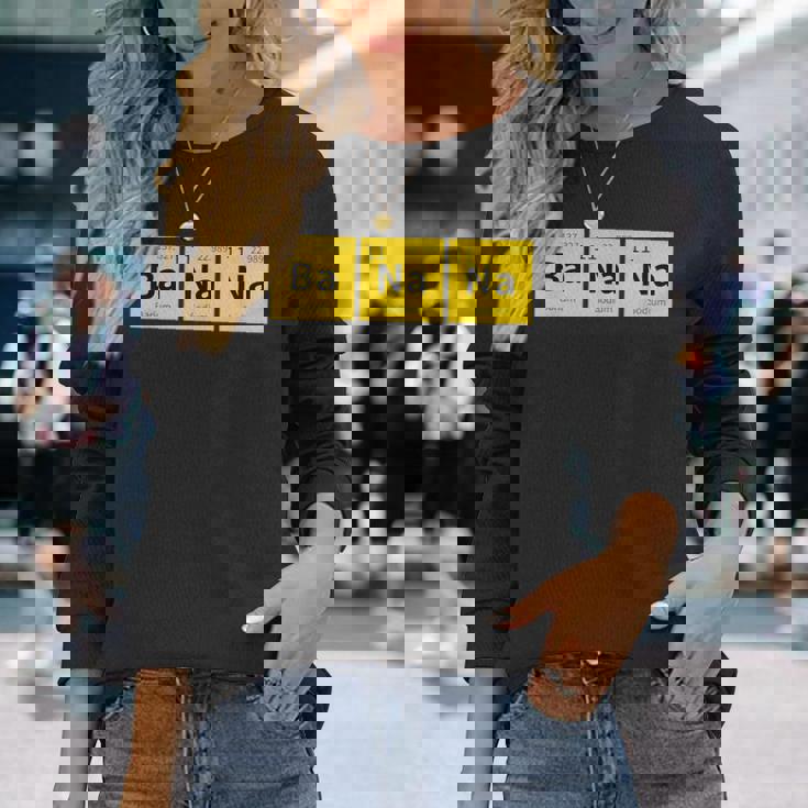 バナナおかしい化学元素周期表食品科学 長袖Tシャツ 彼女への贈り物