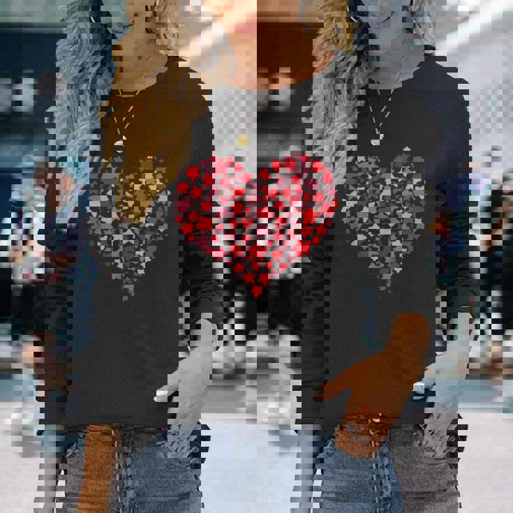 バレンタインデーのプレゼント かわいいラブハート スター カップルalentine's Day Cute Love 長袖Tシャツ 彼女への贈り物