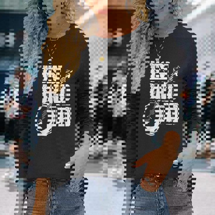 バンジョーパパ バンジョーインストラクター カントリーミュージック 父の日 長袖Tシャツ 彼女への贈り物