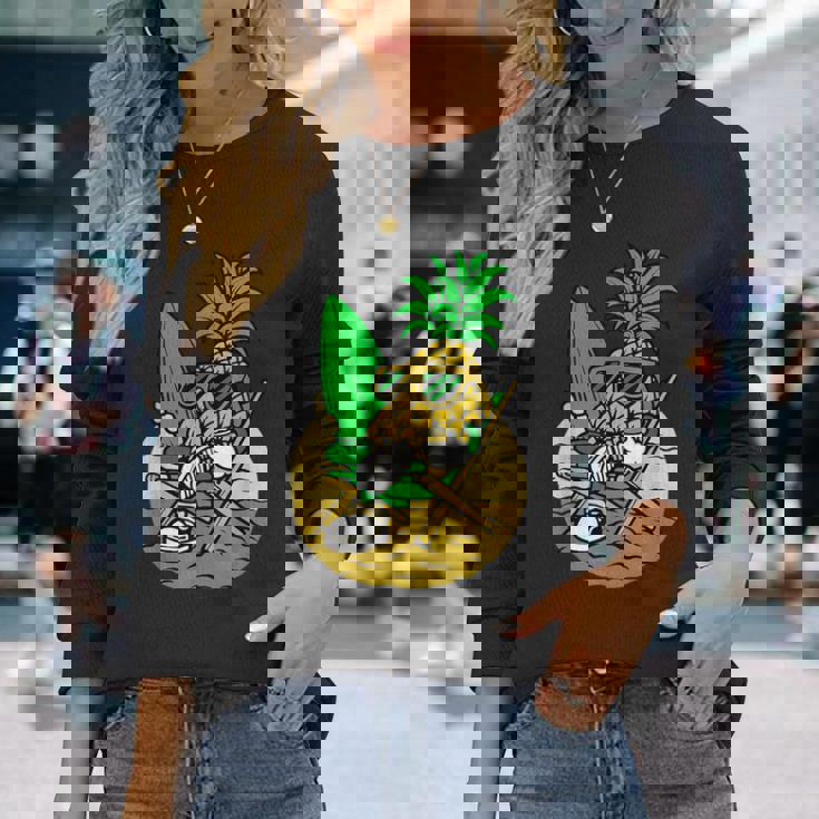 パイナップル サーファー サングラス ハワイ ハワイアン アロハ メンズ レディース 長袖Tシャツ 彼女への贈り物