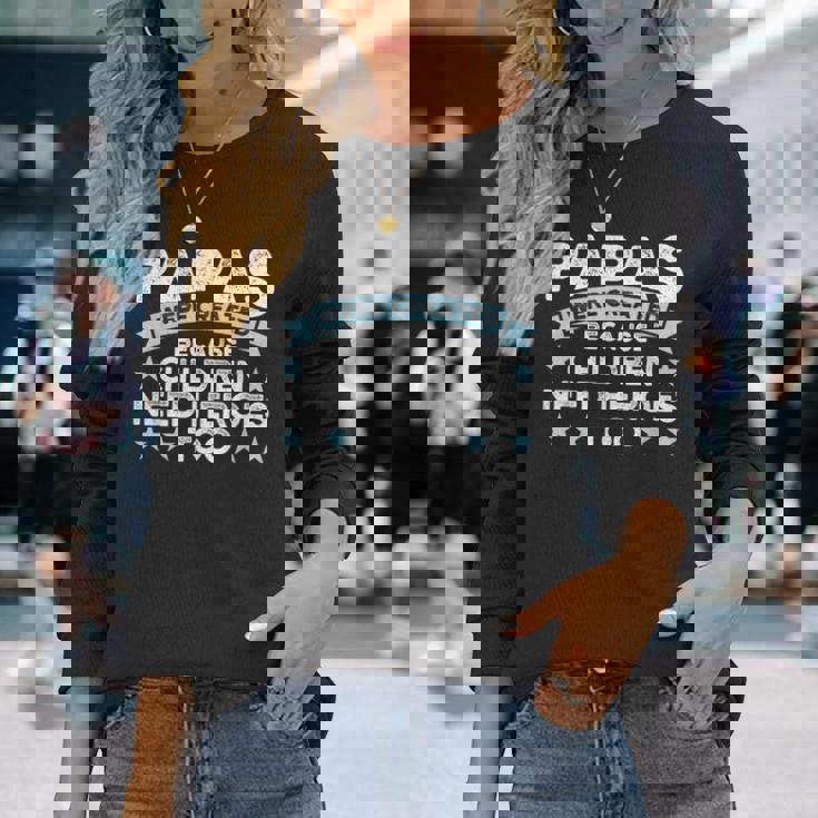 メンズ パパスは子供の家族のパパから 長袖Tシャツ 彼女への贈り物