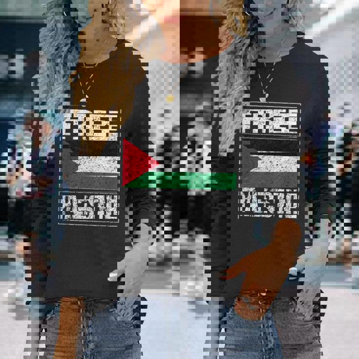 パレスチナの国旗 パレスチナが好きです 長袖Tシャツ 彼女への贈り物