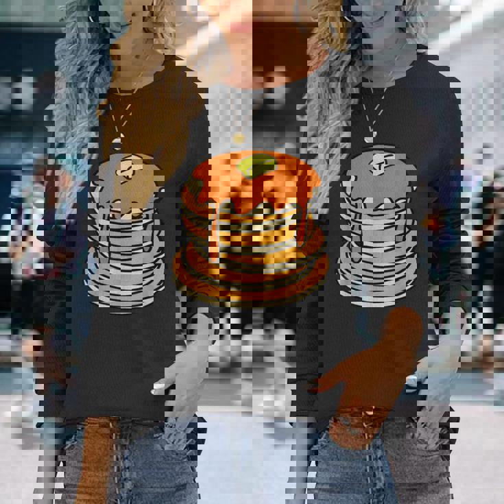 パンケーキとシロップ 長袖Tシャツ 彼女への贈り物