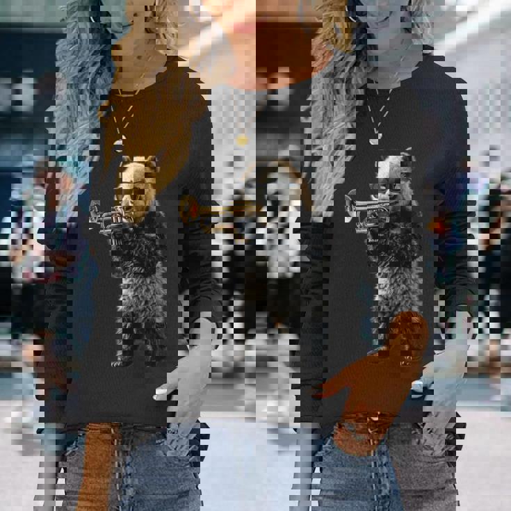 パンダトランペット 長袖Tシャツ 彼女への贈り物