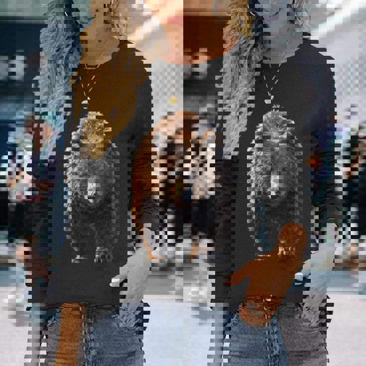 ヒグマ グリズリー ベア ブラザーズ フォレスト ワイルド ヒグマ 長袖Tシャツ 彼女への贈り物