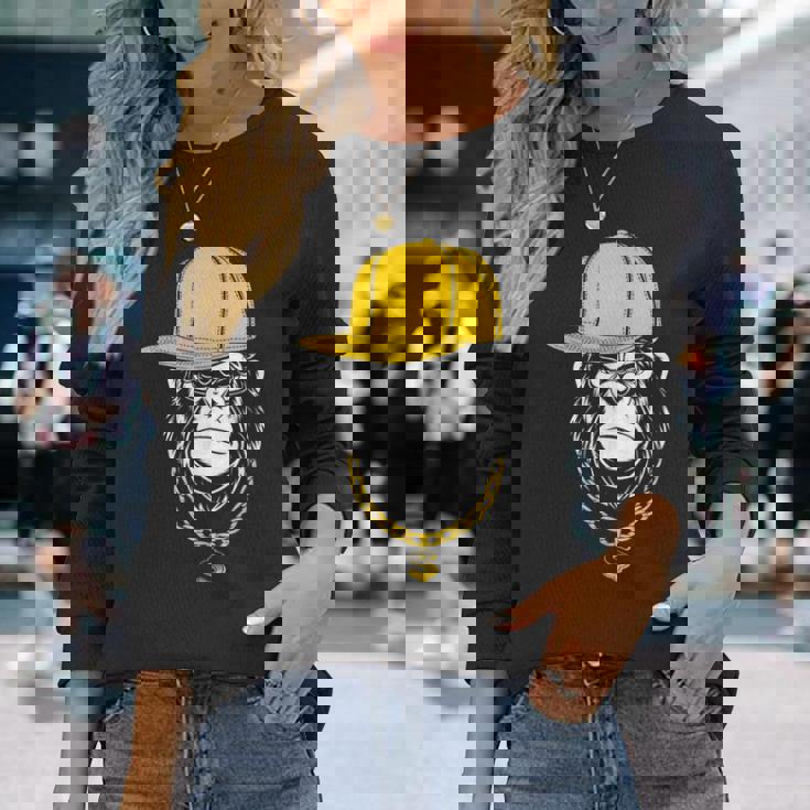 ヒップホップ ゴリラ ラッパー 長袖Tシャツ 彼女への贈り物