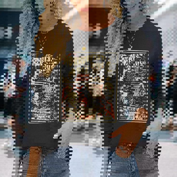 ビンテージホラーフェストポスターハロウィン映画オールドタイムホラー 長袖Tシャツ 彼女への贈り物