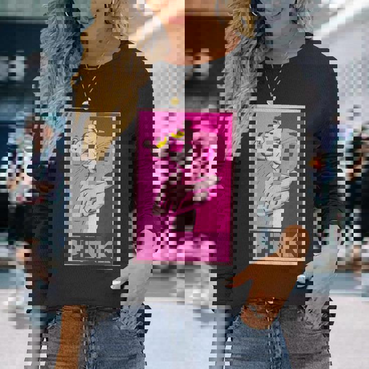 ピンクパンサー 「P」の文字を抱く 長袖Tシャツ 彼女への贈り物