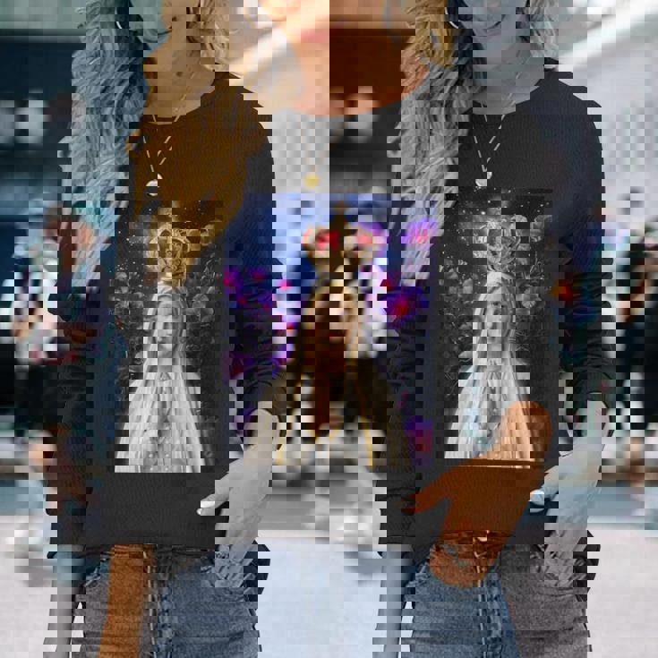 ファティマの聖母、聖母マリア、聖母、聖マリア 長袖Tシャツ 彼女への贈り物