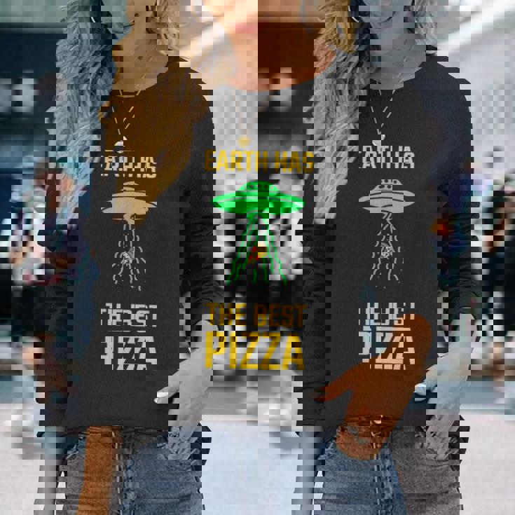 ファニー Ufoピザスペース 宇宙人 地球外生物 長袖Tシャツ 彼女への贈り物