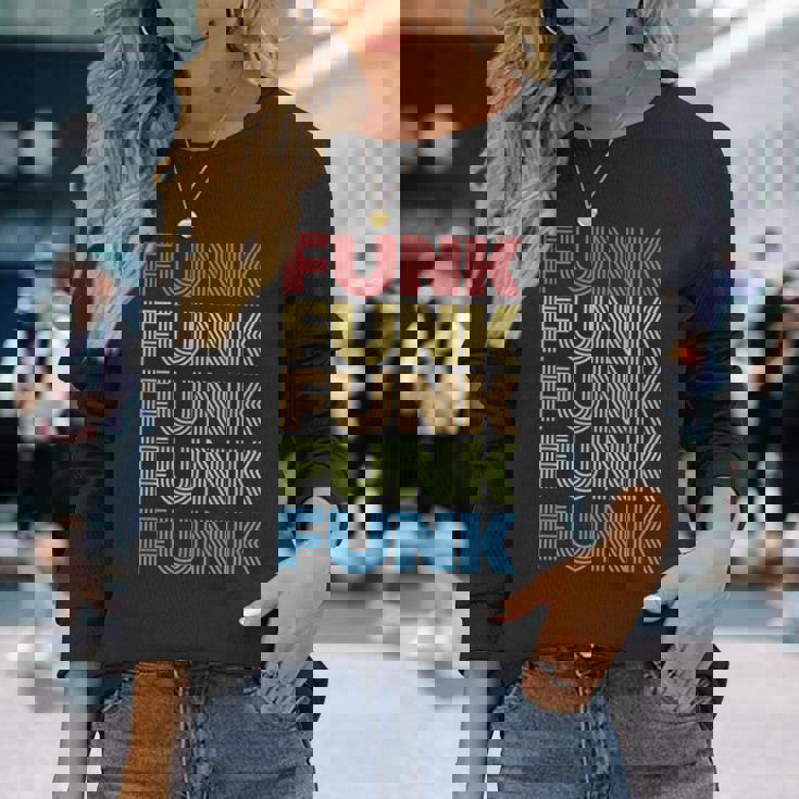 ファンキー70年代80年代レトロオールドスクールファンク 長袖Tシャツ 彼女への贈り物