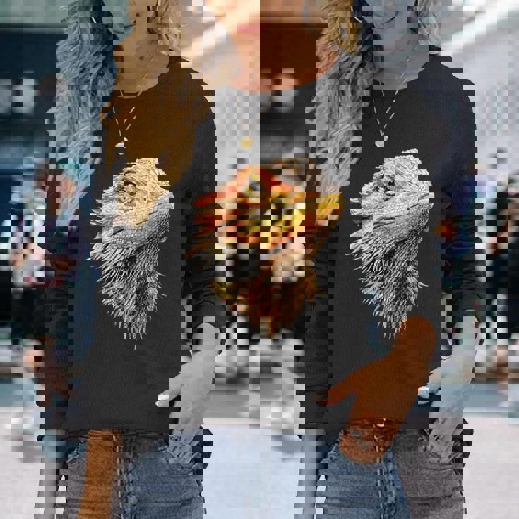 フトアゴヒゲトカゲ ポゴナ フトアゴヒゲトカゲ かわいいフトアゴヒゲトカゲ 長袖Tシャツ 彼女への贈り物