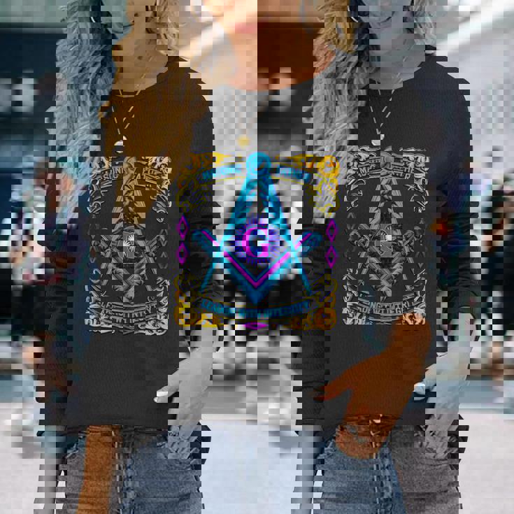 フリーメーソンのシンボル「誠実さをもってリードするフリーメーソンの父」 長袖Tシャツ 彼女への贈り物