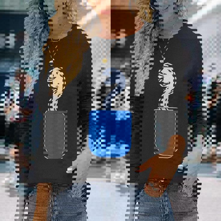 ヘビ 蛇（巳年）《いん ざ ポケット》ワンポイント 胸【どうぶつ フレンズ】動物 ポップ かわいい イラスト 長袖Tシャツ 彼女への贈り物