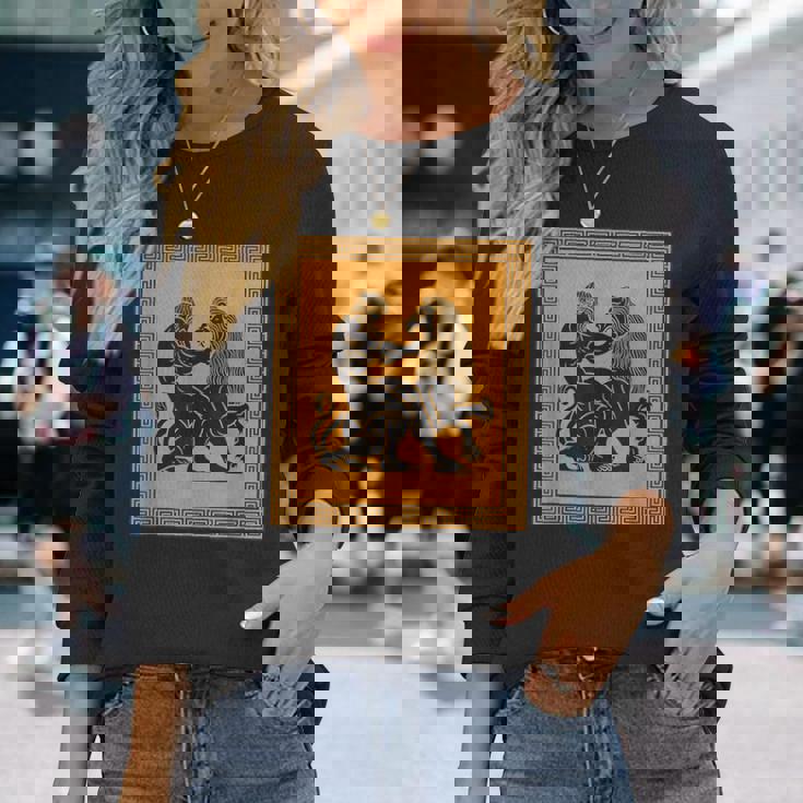 ヘラクレスライオン ギリシャ神話 古代神話 歴史アート 長袖Tシャツ 彼女への贈り物