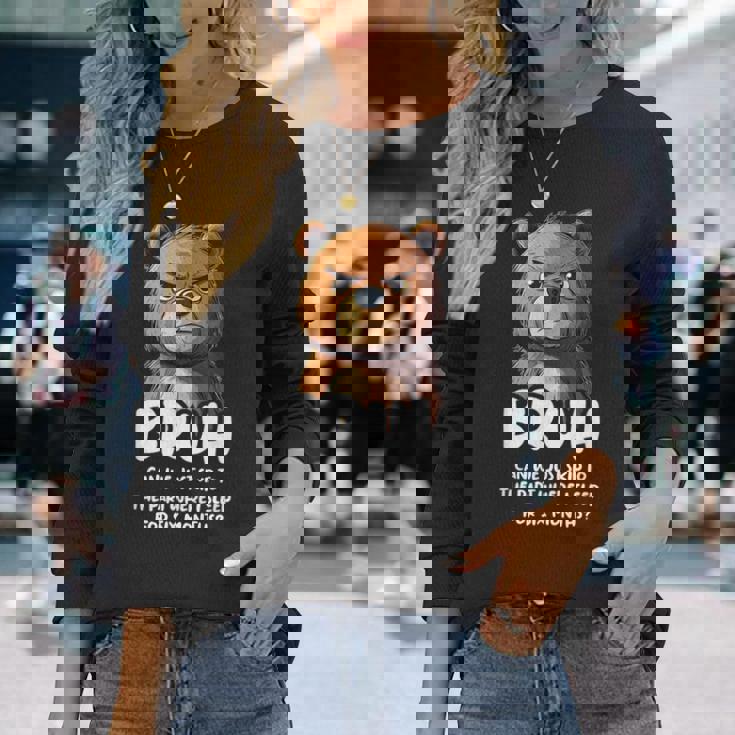 ベアラバーブラシファニーベア 長袖Tシャツ 彼女への贈り物