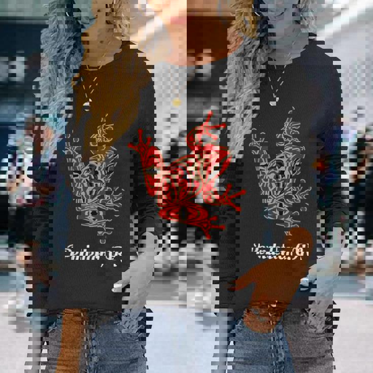 ペンドルトン、またはレッドブラックフロッグ ネイティブアメリカン パシフィックnw 長袖Tシャツ 彼女への贈り物