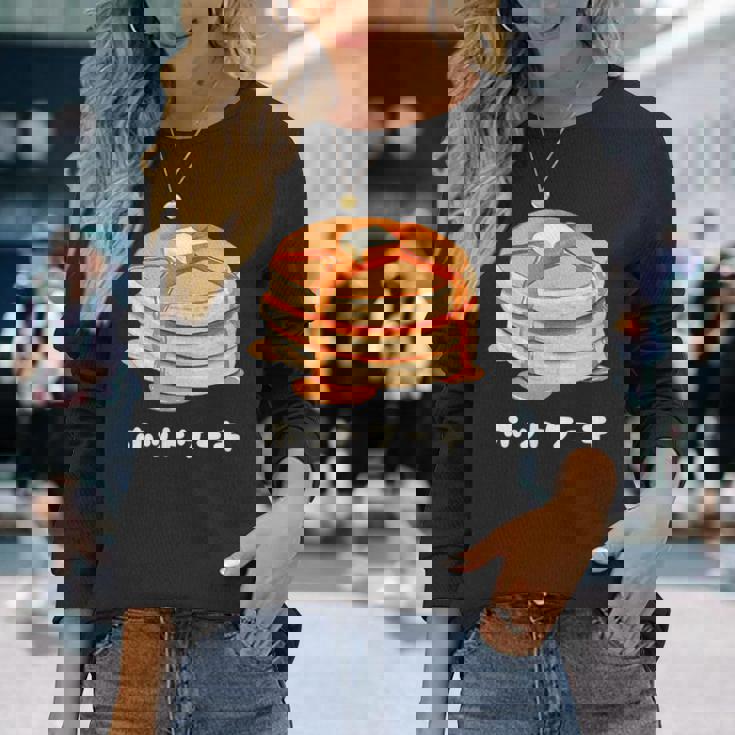 ホットケーキ パンケーキ バター はちみつ イラスト 喫茶店 洋菓子 レトロ 水彩 綺麗 かわいい おしゃれ 長袖Tシャツ 彼女への贈り物