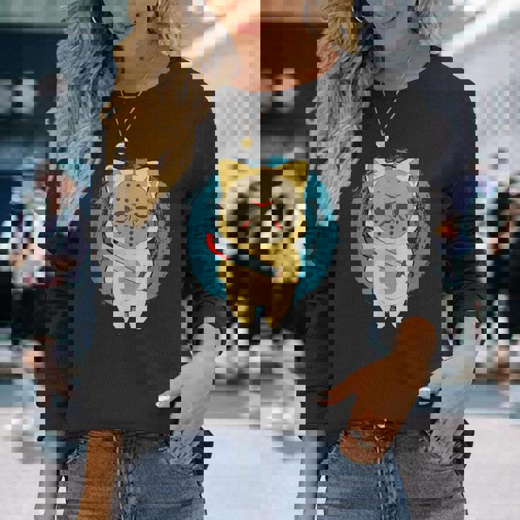 ホラー映画 ジェイソンキャット おもしろパロディ 映画 ハロウィンコスチューム 長袖Tシャツ 彼女への贈り物