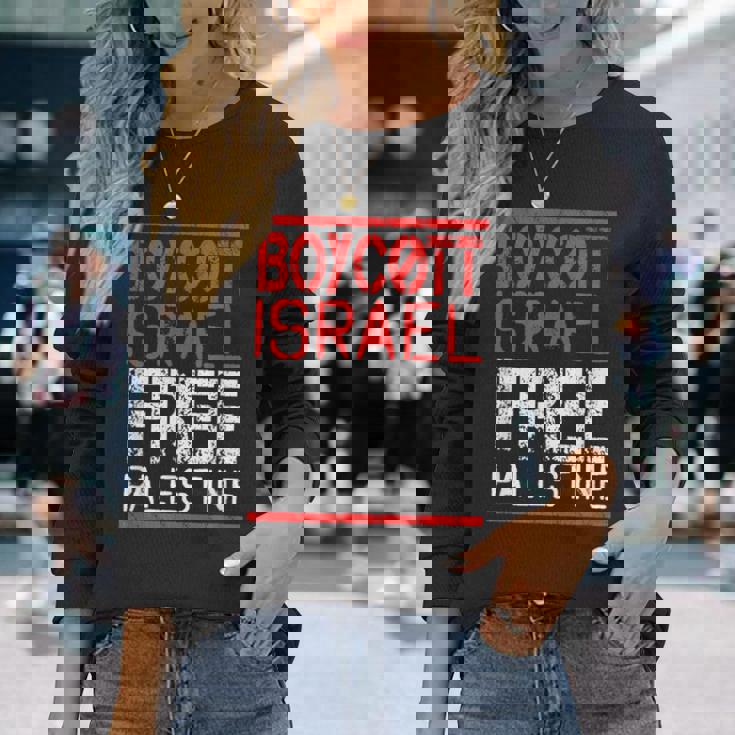 ボイコット イスラエル自由 パレスチナ 長袖Tシャツ 彼女への贈り物