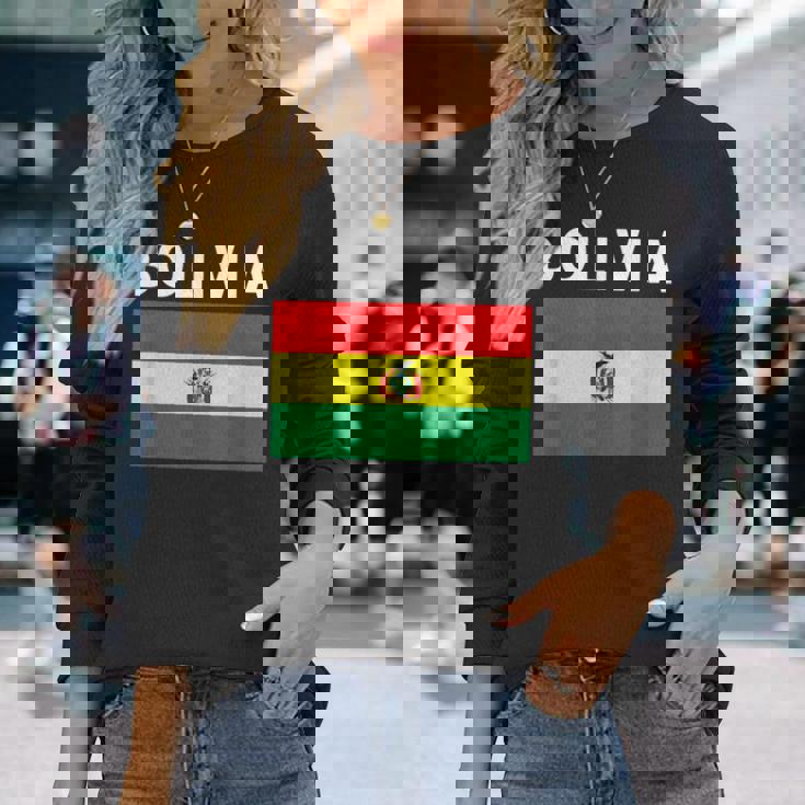 ボリビア ボリビア国旗 長袖Tシャツ 彼女への贈り物