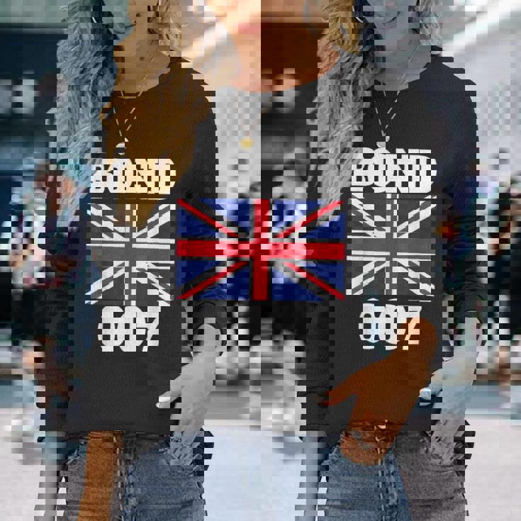 ボンドユニオンフラッグ 007 レトロシャツ 長袖Tシャツ 彼女への贈り物