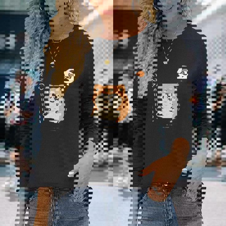 ボンレス犬とボンレス猫 はらぺこ ボンレス犬 長袖Tシャツ 彼女への贈り物