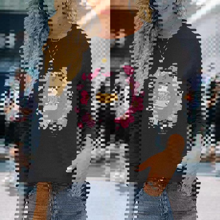 ボンレス犬とボンレス猫 桜 ボンレス猫 長袖Tシャツ 彼女への贈り物