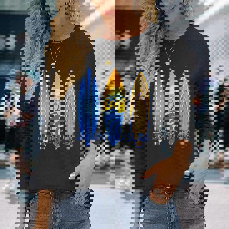 ボーン・トゥ・サーフ・サーフ・サーフィン・ザ・ウェーブ 長袖Tシャツ 彼女への贈り物