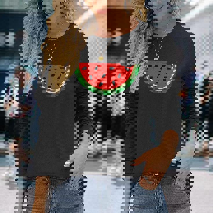 ポケットの中のスイカ かわいいポケットスイカ 長袖Tシャツ 彼女への贈り物