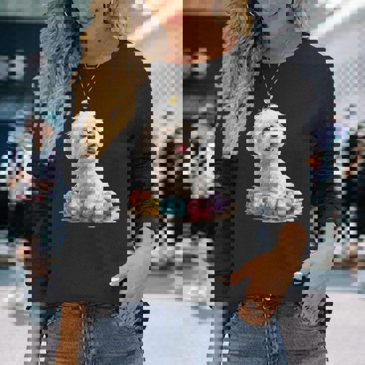 マルチーズ 犬 犬種 ハッピーイースター メンズ レディース キッズ 長袖Tシャツ 彼女への贈り物