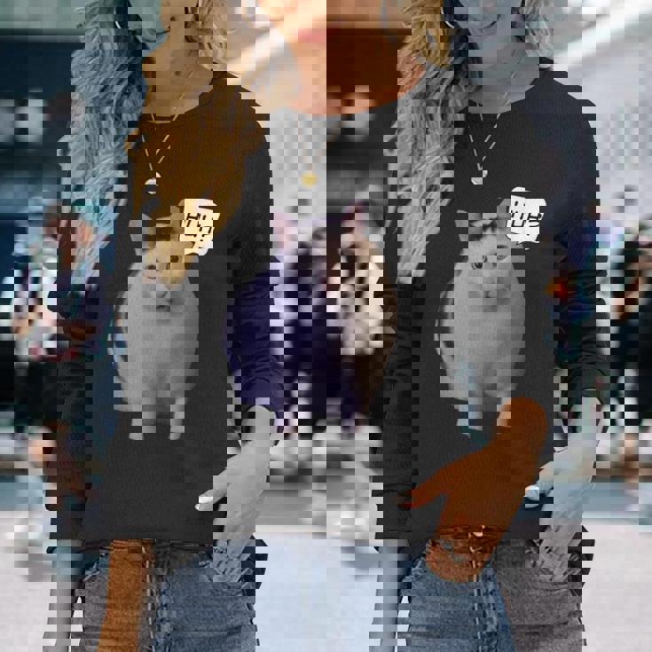 ミームハァキャット面白い 長袖Tシャツ 彼女への贈り物