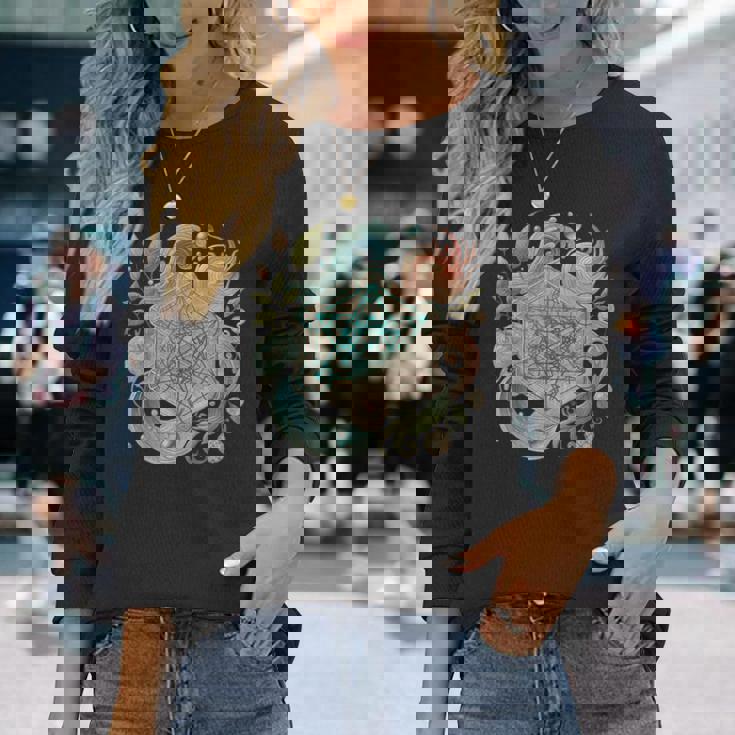 メタトロンキューブと自然の要素 火、土、水、風 長袖Tシャツ 彼女への贈り物