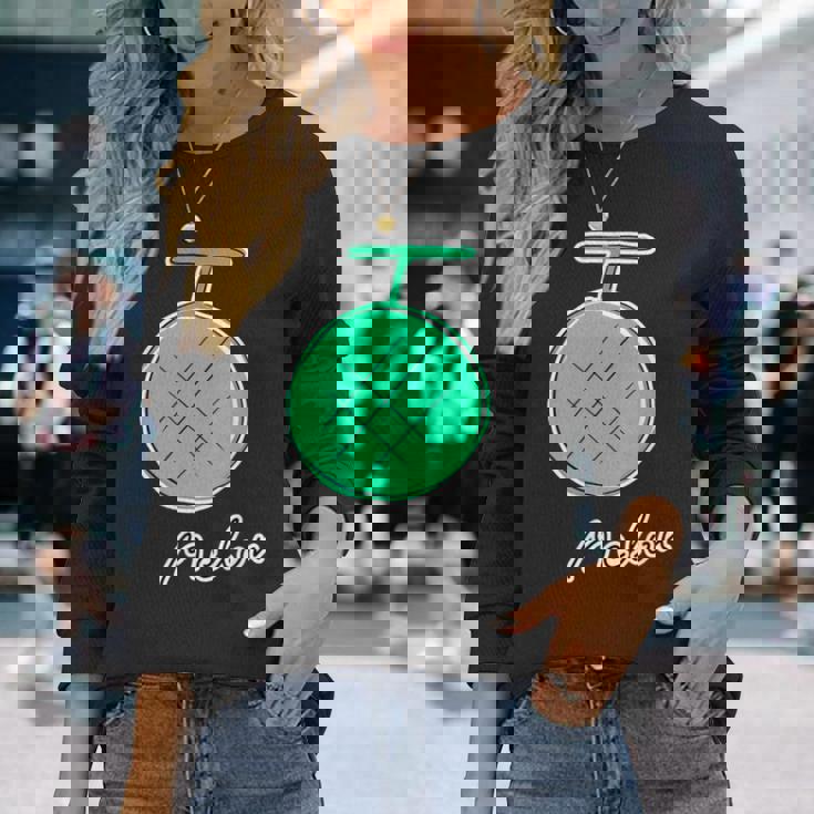 メロン Melon 『フルーツ ポップ』果物 シンプル ゆるい かわいい 落書き イラスト 長袖Tシャツ 彼女への贈り物