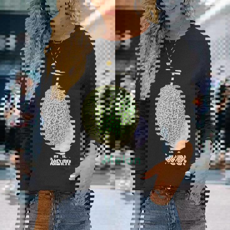 メロン Melon 『フルーツ ポップ』果物 リアル シンプル かわいい イラスト 長袖Tシャツ 彼女への贈り物