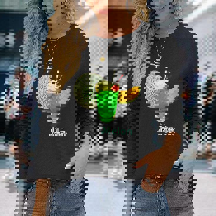 メロン 3 Melon メロンソーダ クリームソーダ カット 『デリシャス フルーツ』果物 リアル 面白い イラスト 長袖Tシャツ 彼女への贈り物