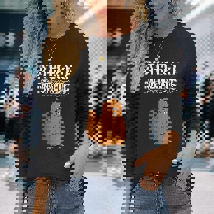 メンズ・ボーイズ・マーモット・パパ 父の日 マーモットの父 長袖Tシャツ 彼女への贈り物