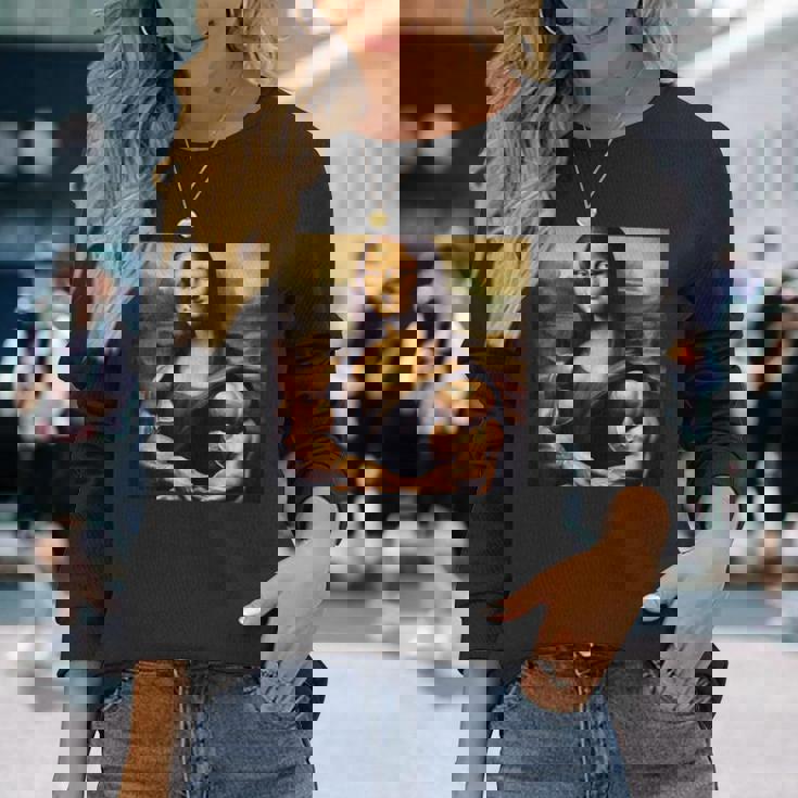 モナリザ 筋肉付き おもしろギフト 長袖Tシャツ 彼女への贈り物