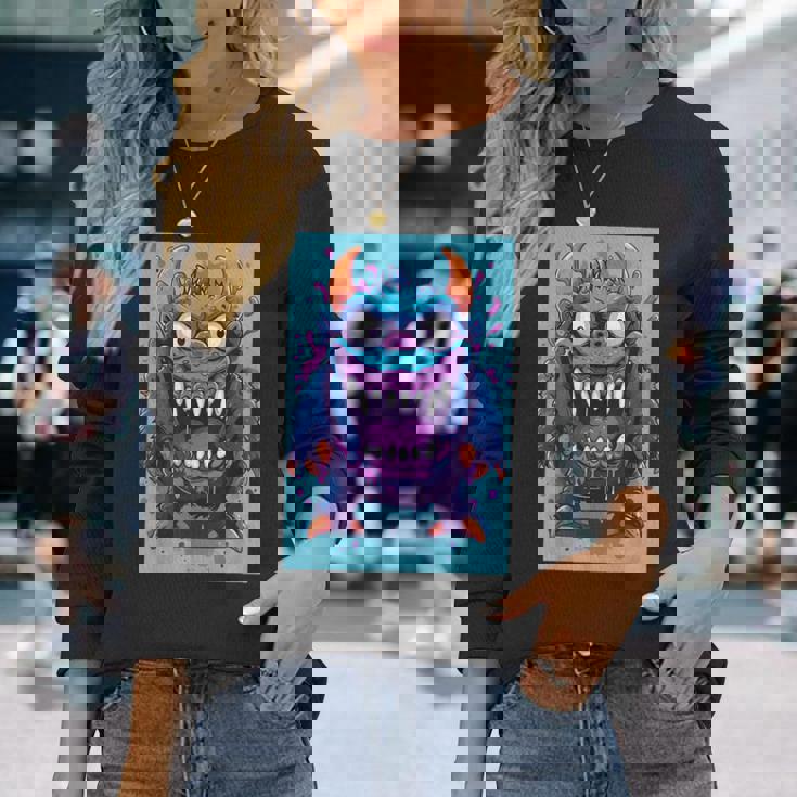 モンスター ハロウィン 怖い 面白い かわいい モンスター モチーフ 長袖Tシャツ 彼女への贈り物