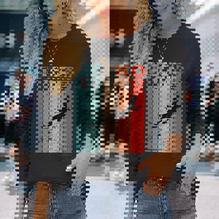 ヤモリの恋人 トカゲ 爬虫類 サラマンダー ペット 長袖Tシャツ 彼女への贈り物